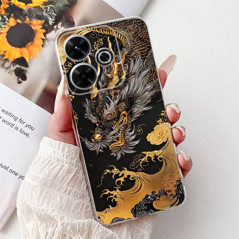 Clear Casing For Xiaomi Poco M6 Plus Cover For Xiaomi Poco M6 4G Case Luxury Butterfly Love Fashion Flowers Cool Lion Painted