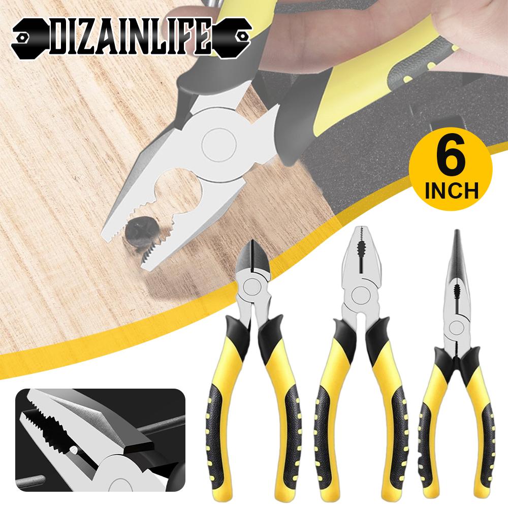 3Pcs 6 Inches Wire Pliers Electrician Specific Pointed Nose Pliers Multi-Functional Labor-saving Household Electrician Pliers
