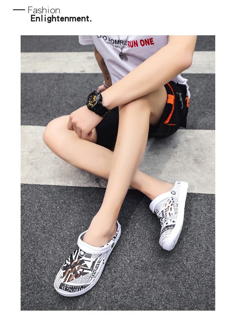 Men's Trendy Plus Size Closed-Toe Clog Sandals - Breathable Fashion Outdoor Slippers