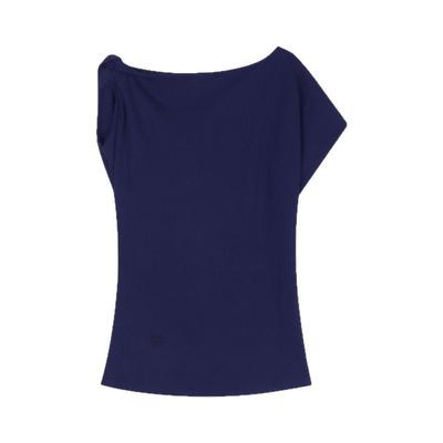 Waffle Off-shoulder Short-sleeved Slim T-shirt for Women In Summer Casual and Slim Temperament Irregular Versatile Top