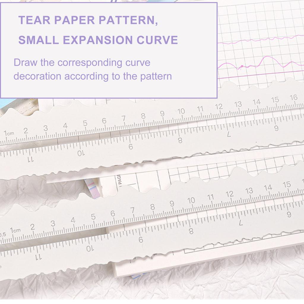 Metal Paper Tearing Ruler Craft Ruler Wavy Line Jagged Irregular Edges Ruler 12Inch Measuring Tool for Cutting Paper