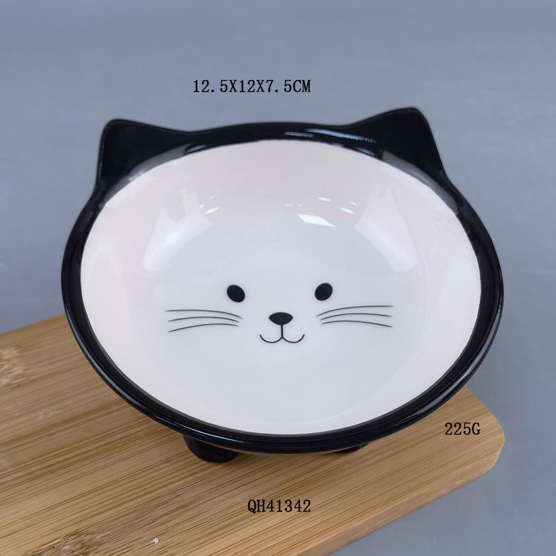 Cat Bowl Ceramic Cute Cartoon Pet Bowl Dog Food Bowl, Dog and Cat Single Bowl, Drinking Water Bowl Pet Supplies