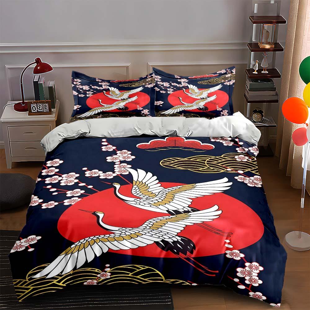 

Cranes cherry blossoms. Bedding Duvet cover sets Duvet covers Pillowcases gifts (1 * Duvet Cover 2 * Pillowcases, without duvet insert) 135x200cm