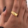 Vnox Women's Statement Ring, Chunky Gold Plated Waved Stainless Steel Finger Band, 2026 New Dainty Stackable Ring Jewelry