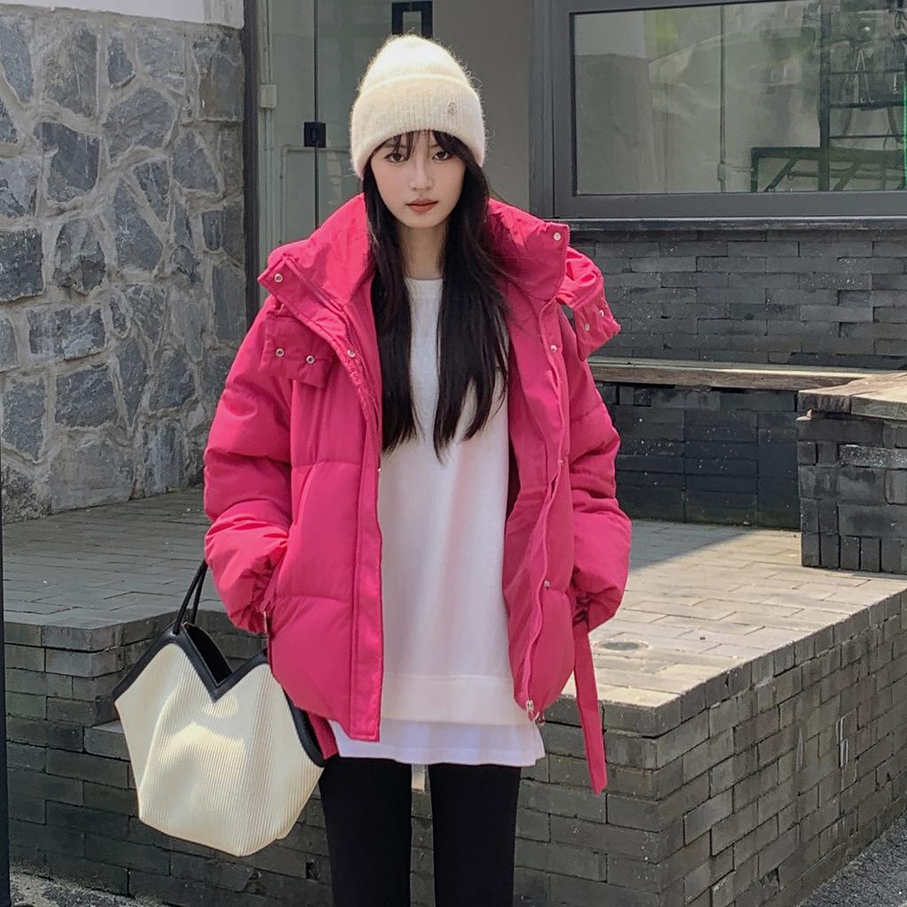 2025 winter new Korean down padded jacket women's loose hooded short cotton jacket padded jacket thickened student bread suit