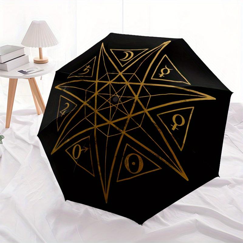 1pc Astrology Symbols Automatic Open/close Folding Compact Umbrella, 8-Rib Sturdy Canopy, Lightweight Portable, Everyday Use, Gift, Outdoor Umbrella,
