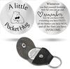 Cross Car Key Inspirational Decision Coin Leather Keychain with Stainless Steel Engraved Double-Sided Round Charm Gift