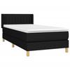 3130403 vidaXL Lit à sommier tapissier avec matelas Noir 90x200 cm Tissu