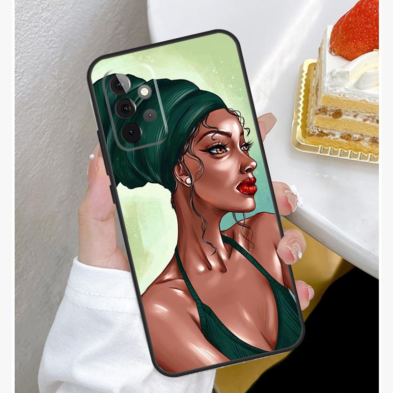 Beautiful Black Afro Girl Case For Samsung Galaxy A55 A35 A15 A14 A34 A54 A73 A53 A33 A23 A13 A12 A32 A52 A51 Cover