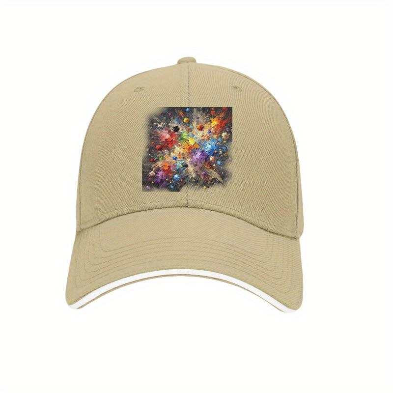 Vibrant Abstract Color Splash Baseball Cap Adjustable Cotton Casual Dad Hat for Men Women Outdoor