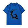 Men's 100% Cotton Crew Neck Short Sleeve T-Shirt, Surfing Silhouette Wave Graphic Print Casual Summer Breathable Soft Tee for Daily Outdoor Surf Sport