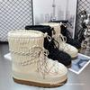 Klassiske 2026 vinter nye importerte lammeull plissert nylonstropp tykk såle middels skaft skistøvler snøstøvler stoff