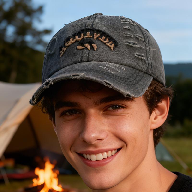 Single Pack Minimalist Casual Versatile Washed Baseball Cap with Fashion Embroidered Letters for Sun Protection