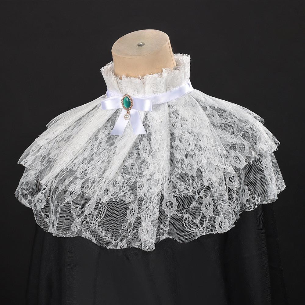 Victorian Style Collared Shirt With Linen And Spandex For Party Stage Costume