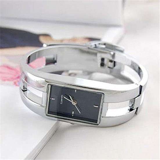 Women's Square Dial Changing Color Bracelet Bangle Quartz Fashion Wrist Watch