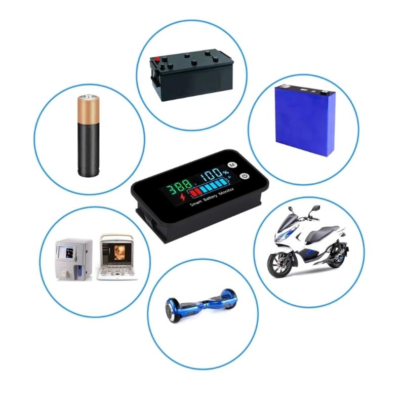 LED-Display Voltmeter Wasserdicht Auto-Batterie Ladezustandsanzeigen 7-100V Lithium-Batteriekapazitätstester