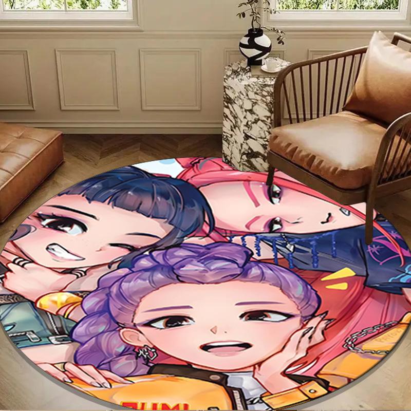 Kpop cartoon Round Rug for Livingroom,Bedroom, Palyroom, Chair Rug, Area rug, Circle Carpet, Large Size Fan Christmas gift