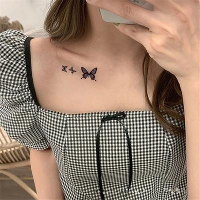 Körperkunst Muster Wasserdichte Blaue Schmetterling Schlüsselbein Tattoo Aufkleber Party Aufkleber