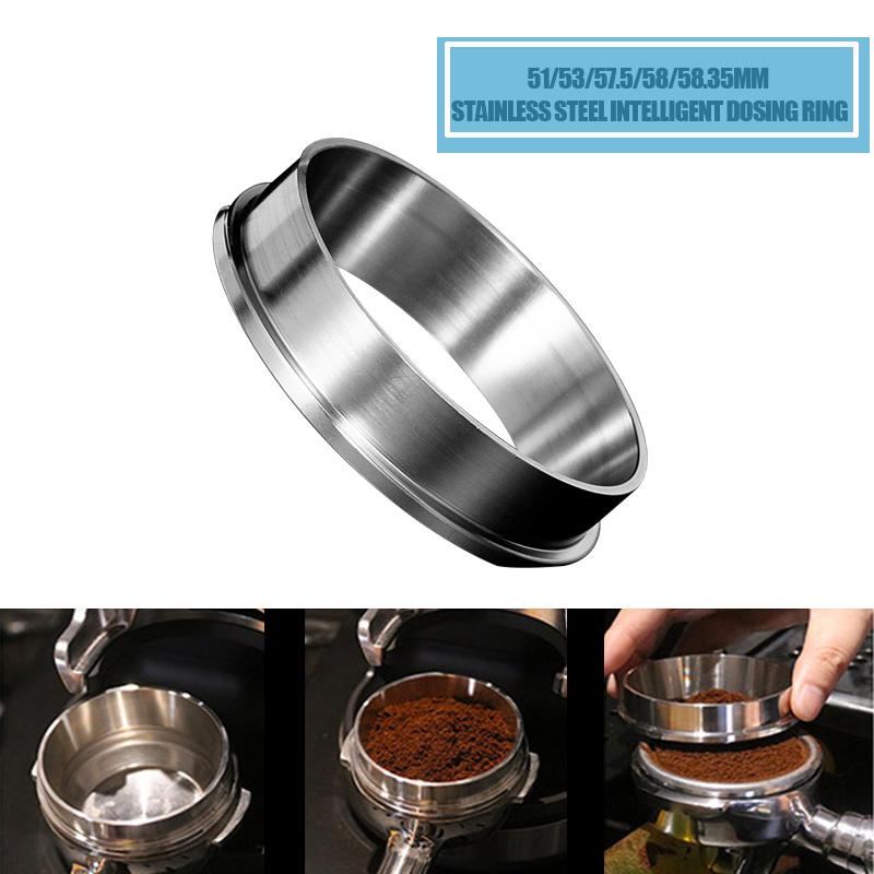 Stainless Steel 51/53/57.5/58/58.35mm Intelligent Dosing Ring for Coffee Powder Brewing Bowl Espresso Barista Funnel Portafilter