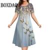 Modne Eleganckie Sukienki Damskie Luźna Sukienka Trapezowa Damska Sukienka z Krótkim Rękawem Kwiatowy Wzór Codzienna Damska Odzież Plus Size