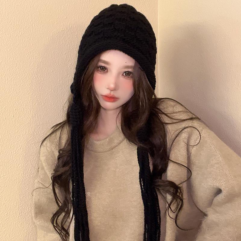 Autumn and Winter Tassel Wool Hat Cute Bag Head Ear Protection Hat Women Korean Version Versatile Knitted Hat Sweet Handmade Warm Hat