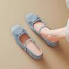 Fashion French Square Toe Bow Mary Jane Shoes 2025 New One Strap Single Shoes Grandma Shoes