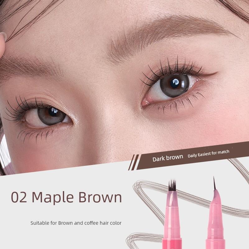 Gracebabi Double-headed Multi-fork Water Eyebrow Pen Waterproof Long-lasting No Decolorization Root, Very Thin Wild Eyebrow Female