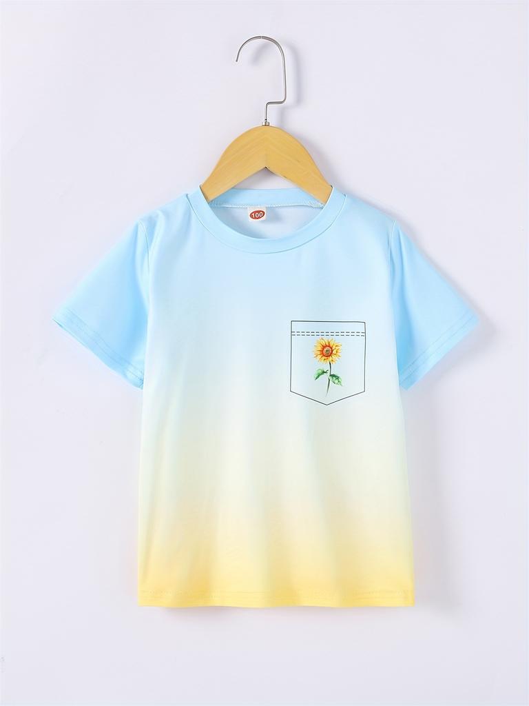 2026 Girl Summer Rainbow Tie Dye T-Shirt Short Sleeve Tee Top Crew Neck Clothes Child Girl Casual Outdoor Clothing Kids Tshirt