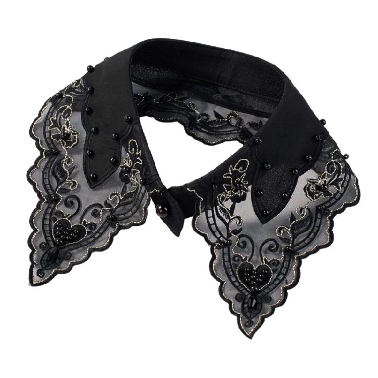 

Polyester Detachable Lace Collar Premium Nacre Embellishmentl Wear Accessory For Blouses And Dresses чёрный