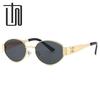 Trendy Oval Frame Metal Sunglasses 9521 - European & American Style