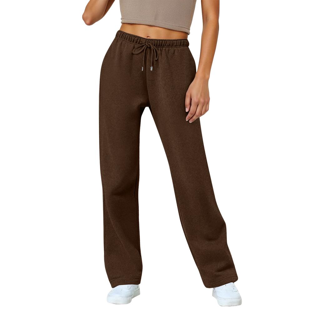 Women's Wide Leg Track Pants Fleece Lined Loose Straight Casual Pants  Sports Jogger Pants With Pockets