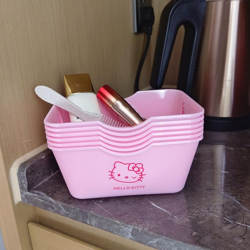 

Sanrio Hello Kitty Multifunctional Desktop Storage Box Toiletries Cosmetic Sundries Plastic Storage Organization Box Drawer
