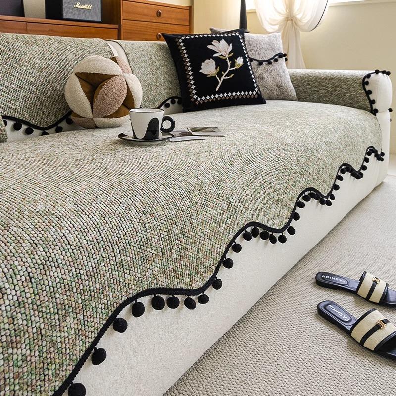Retro chenille sofa cushion fixed non-slip sofa seat cushion 2025 new four-season universal special-shaped sofa cover