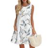 Women's Casual Fashion Breathable Round Neck Vest Floral Holiday Dress With Pockets