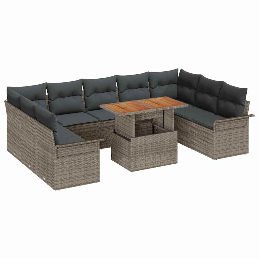 Garden Sofa Set with Cushions 10 Pcs Grey