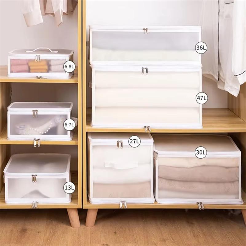 Large-capacity Transparent Storage Boxes Portable Foldable Dormitory Storage Box Household Closet Sundries Storage Box 6.7L-30x15x15cm
