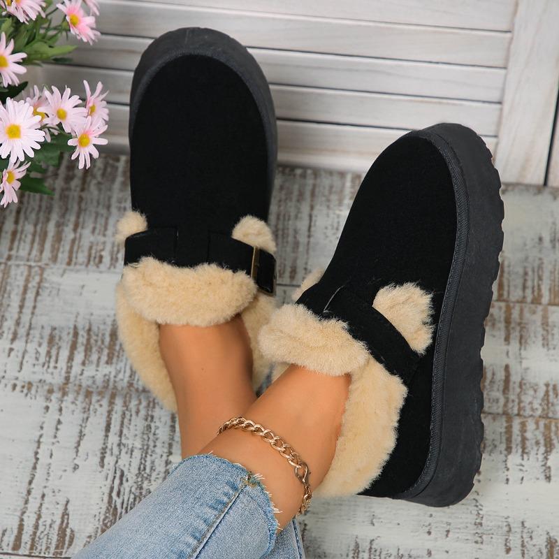Nuovi Stivaletti Invernali da Donna Foderati in Pile da Esterno con Suola Spessa Stile Birkenstock Imbottiti in Cotone Stivali da Neve