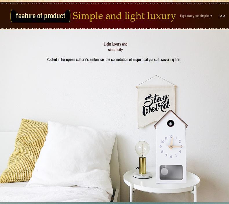 Slim Wall-Mount Cuckoo Clock with Hourly Chime for Living Room