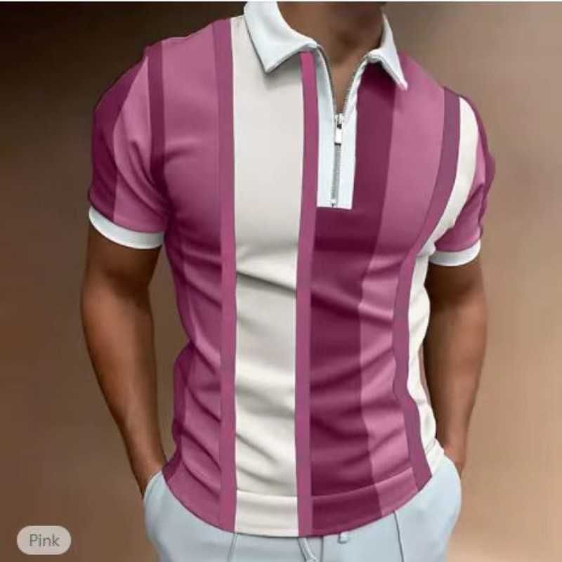 Men Polo Shirt Short Sleeve Stripe 3d Print Tops Fashion Polyester Breathable Comfortable Polos Shirts