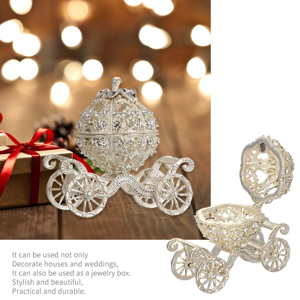 Rhinestone Crystal Pumpkin Trinket Box Cinderella Carriage Jewelry Chests Creative Gift Ornament  Carriage Bags Accessories Gift