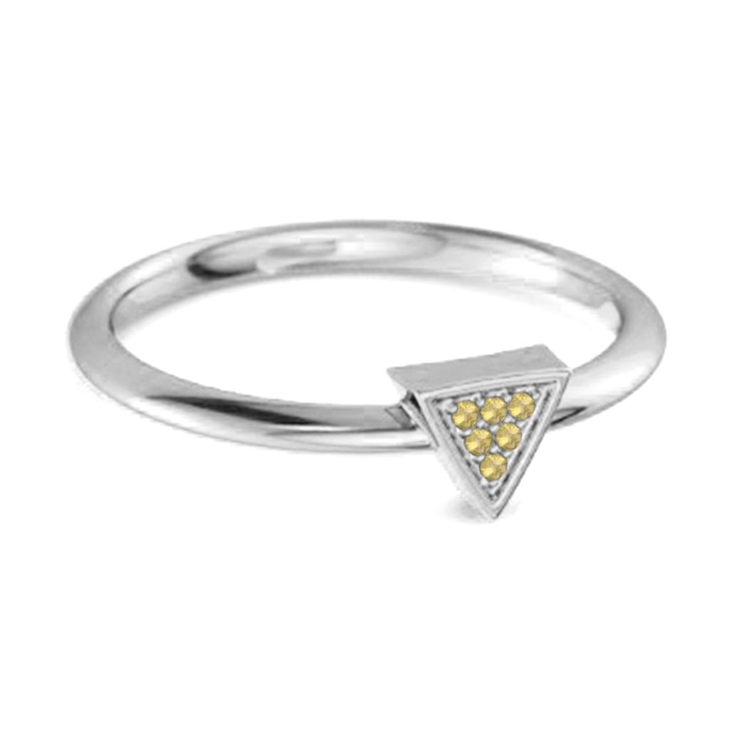 Lemon Quartz Minimalist Geometric Ring - 925 Sterling Silver