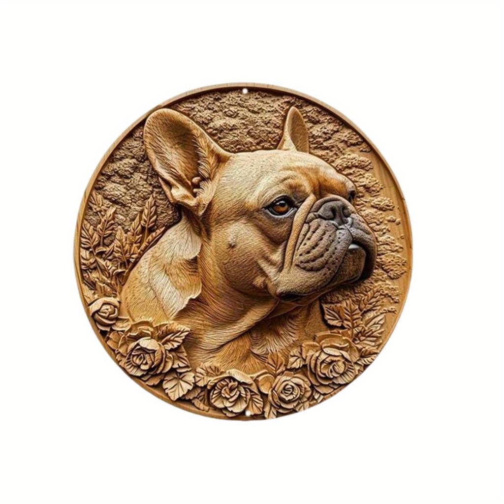 1pc 2d Flat Wood Round Wooden Sign - 20cm Art Painting Wreath Decorative Plates Entrance Decor Gift Mask Theme for Bar Cafe Club Home Room Wall Decor