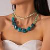 Contemporary Layering Acrylic Necklace Unique Square Circle Combination Vintage Aesthetic Fashion Statement Neckchain