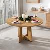 Modular Round Dining Table, 120 Cm Diameter, 76 Cm Height, MDF with Oak Veneer, Space for 4 People – for Dining Room, Kitchen and Living Room