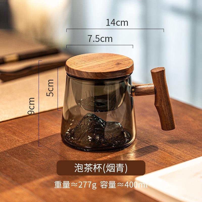 High borosilicate Pyrex tea cup office filtration integrated transparent glass tea drink