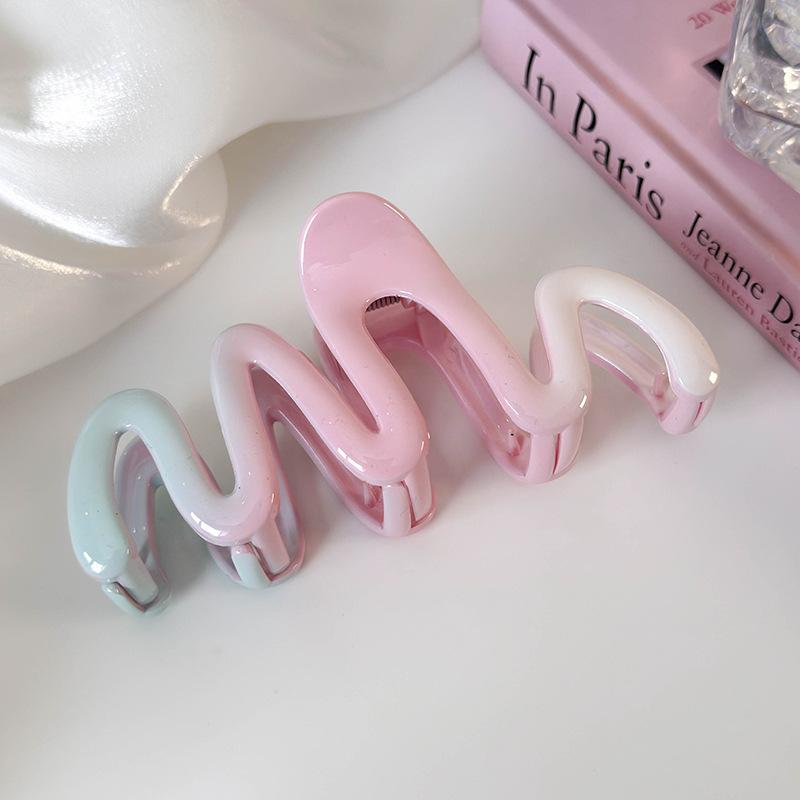 Pink Green Gradient Color Geometry Hair Claw New for Women Girls Elegant Hairpins Shark Clips Crab Barrettes Fashion Headdress