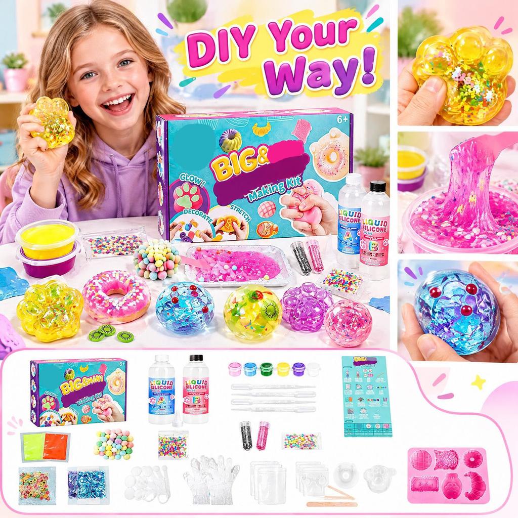 DIY-Herstellung Schnelltrocknendes Silikon-Set Weich und Spielzeug mit Fluoreszenz 0+0