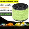50M Reflective Tent Rope Guylines Nylon Tent Line Cuy Line Cord Rescue Umbrella Paracord Rope Camping Hiking Tent Accessories