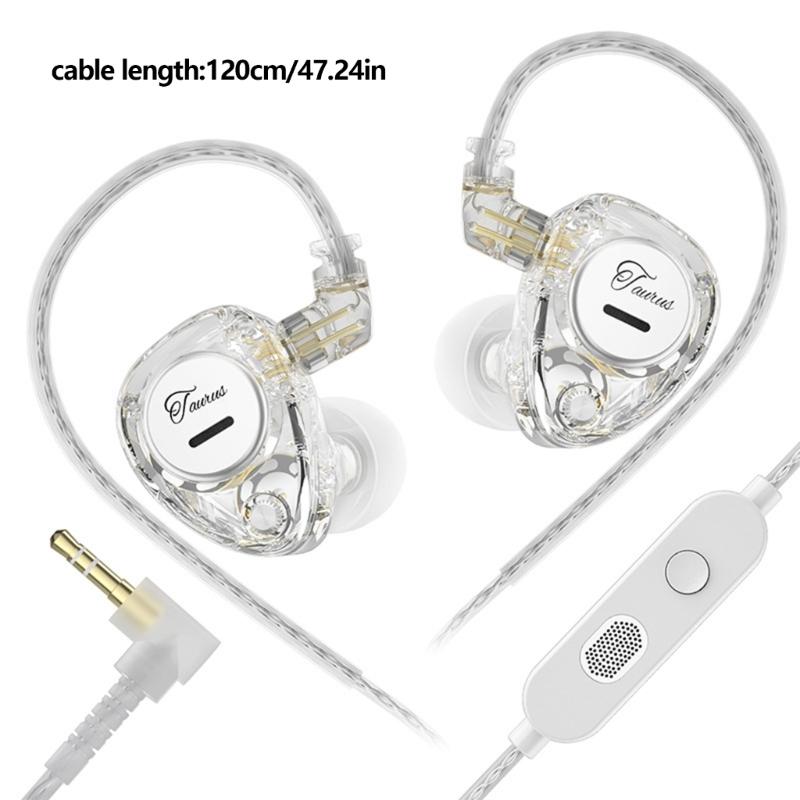 Taurus Double Dynamic Driver Cord Headphones Powerful Bass with Double-Microphones in Ear Monitor Earphones