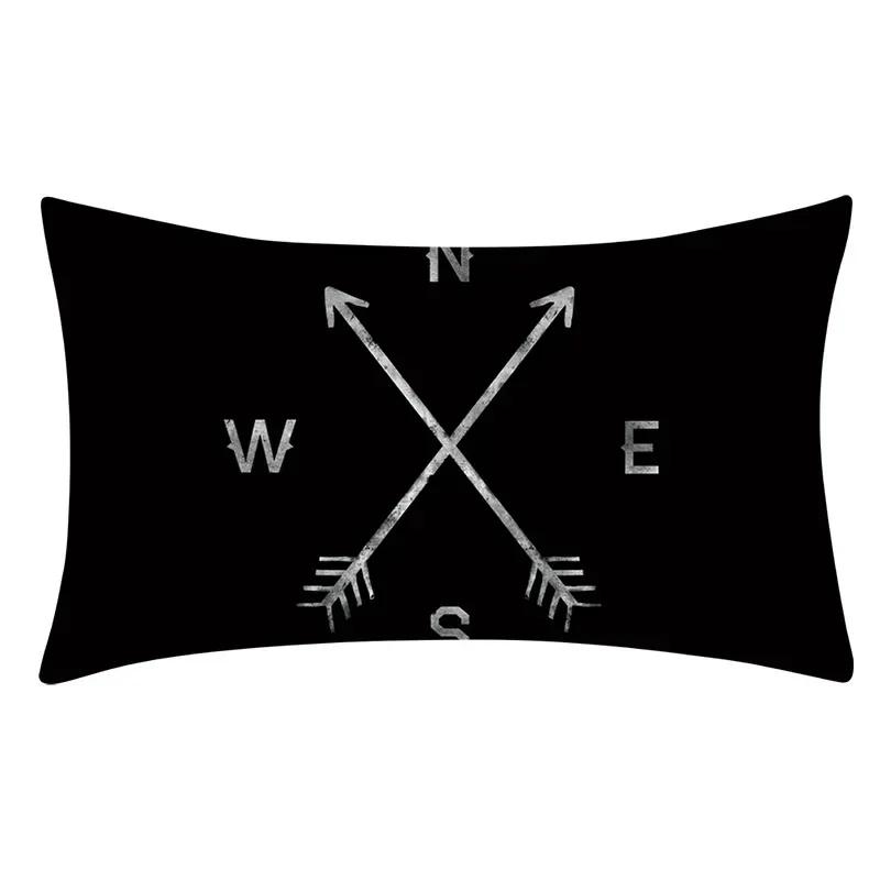 Rectangular Pillowcase Sofa Decorative Pillow Geometric Print Cushion Cover Simple Style Black and White